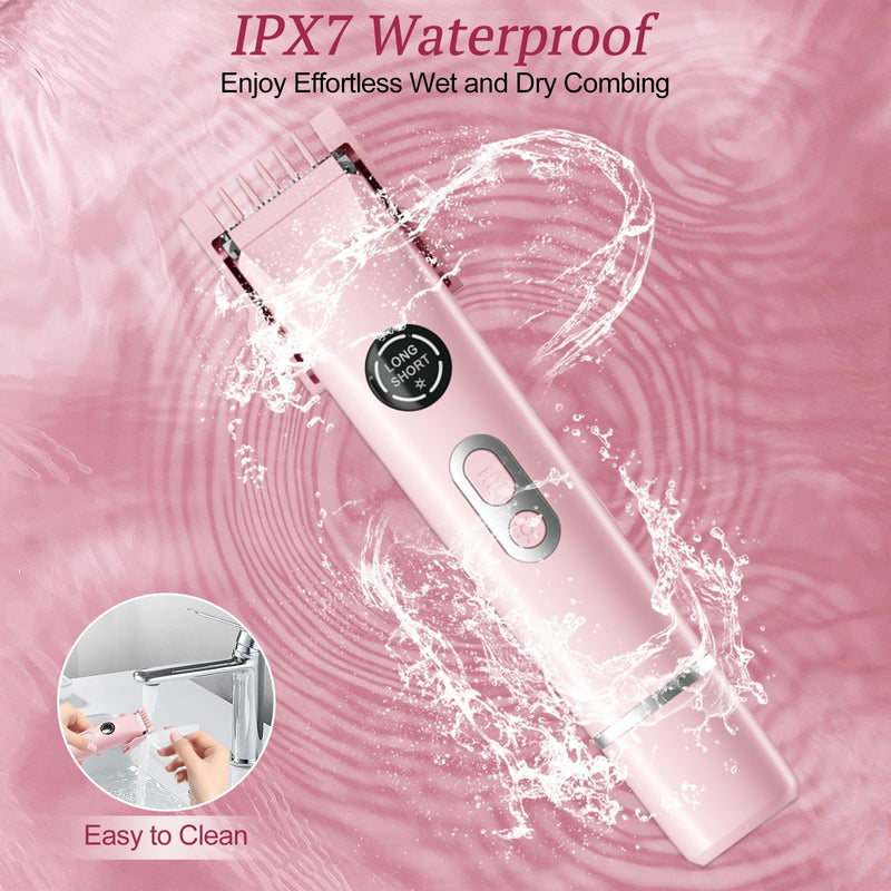 2025 New Bikini Trimmer for Women, 4 in 1 Dual Head Electric Razor, IPX7 Waterproof (Wet/Dry), Painless Hypoallergenic for Shower & Travel, USB Rechargeable for Pubic/Underarm/Leg, Pink