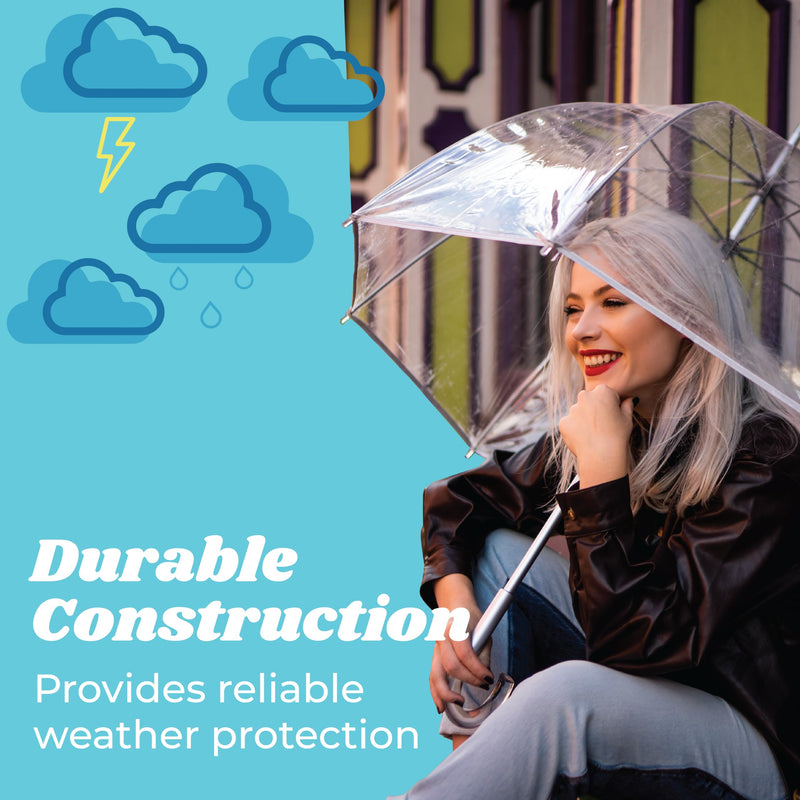 Totes Adult Windproof Bubble Umbrella with J Hook Handle and Enhanced Visibility