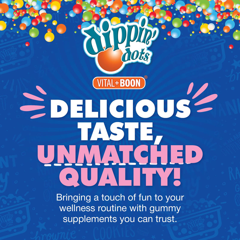 Dippin' Dots Kids Melatonin Gummies, Natural Sleep Aid, 2.5mg (60 Ct) | Strawberry Sunset Creme sleep aid gummies for kids & adults; vegetarian, easy nightly melatonin gummy chew for bedtime. 60 Count (Pack of 1) Gummy - 5 mg/serving
