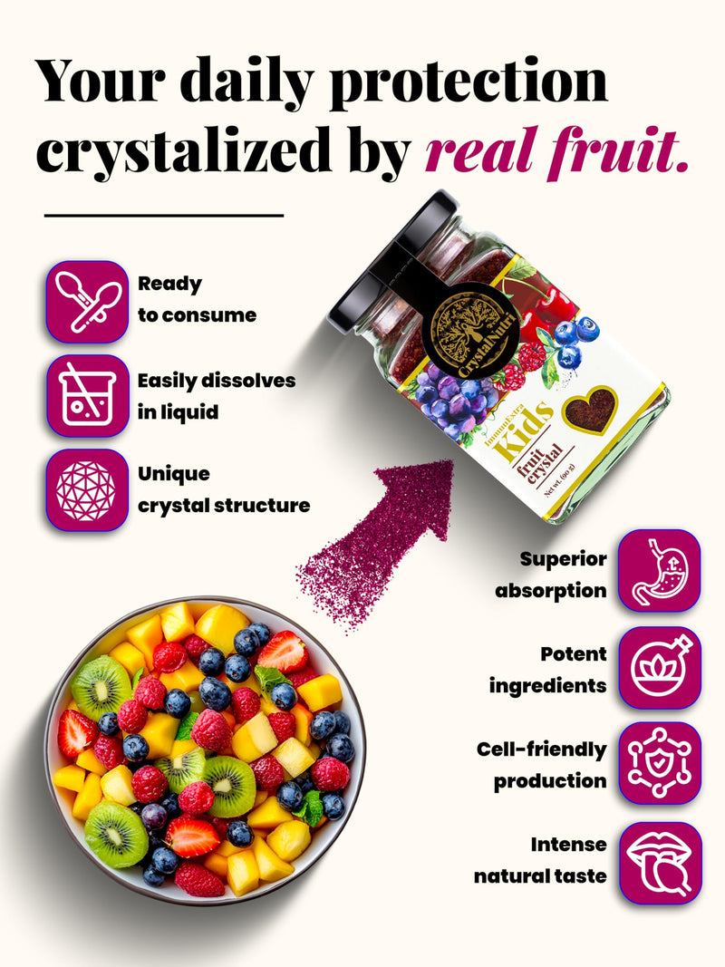 Immunextra Kids 90g – Better Then Freeze Dried Fruit and Veggie - Concentrated Powder with Extra Raspberry - Low Temperature Drying – Preserving Natural enzymes, Rich in antioxidants
