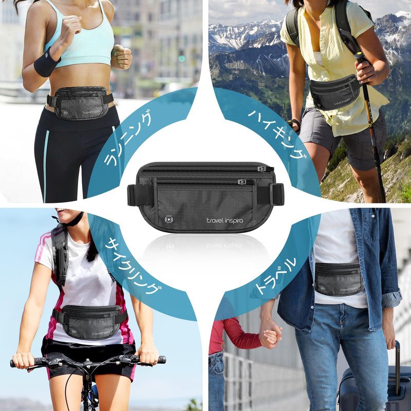 travel inspira Slim Anti-Theft RFID Blocking Travel Money Belt & Passport Holder - Concealed Under Clothes