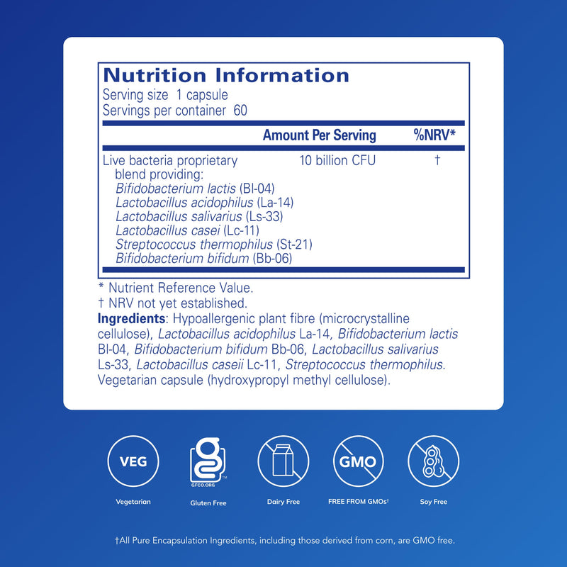 Pure Encapsulations ProFlora G.I. - Healthy Bacteria Blend for Gut Health - Dairy Free Supplement - 60 Capsules