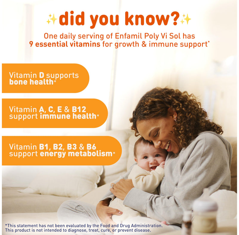 Enfamil Poly-Vi-Sol Liquid Multivitamin Supplement for Infants and Toddlers, 50 mL dropper bottle 1.66 Ounce (Pack of 1)