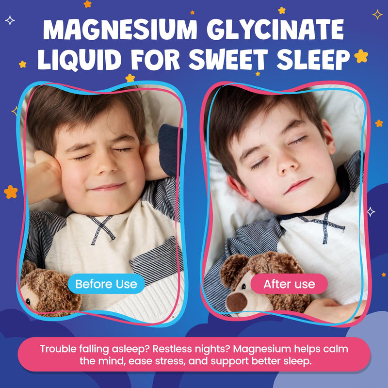 Kids Magnesium Liquid-Magnesium Glycinate Drops for Kids, Citrate Liquid with L-theanine, Chamomile & Vitamin B6 for Sleep, Relaxation, Calm & Focus - Mixed Berry Flavor 2 Fl Oz, 2 Pack 2 Fl Oz (Pack of 2)