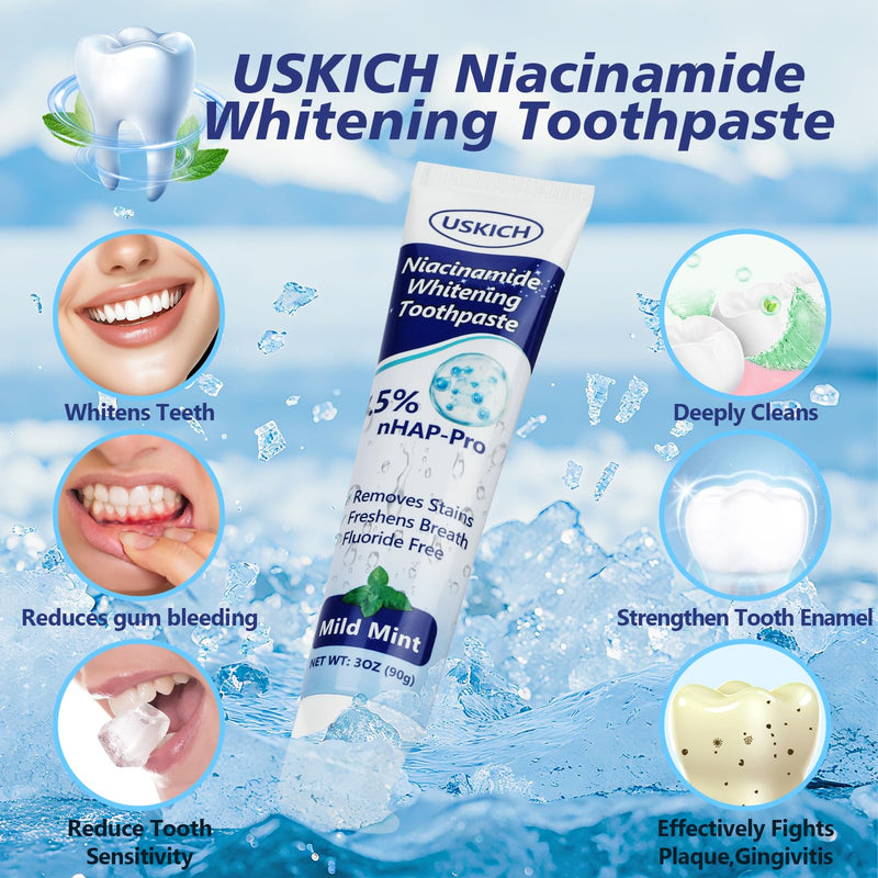 [Australia] - 7.5% Nano Hydroxyapatite Toothpaste,6 Pack Fresh Breath Whitening Toothpaste for Remineralizing Enamel & Sensitive Relief,Antiplaque,Natural Peppermint,Fluoride-Free 3 Ounce (Pack of 6) 