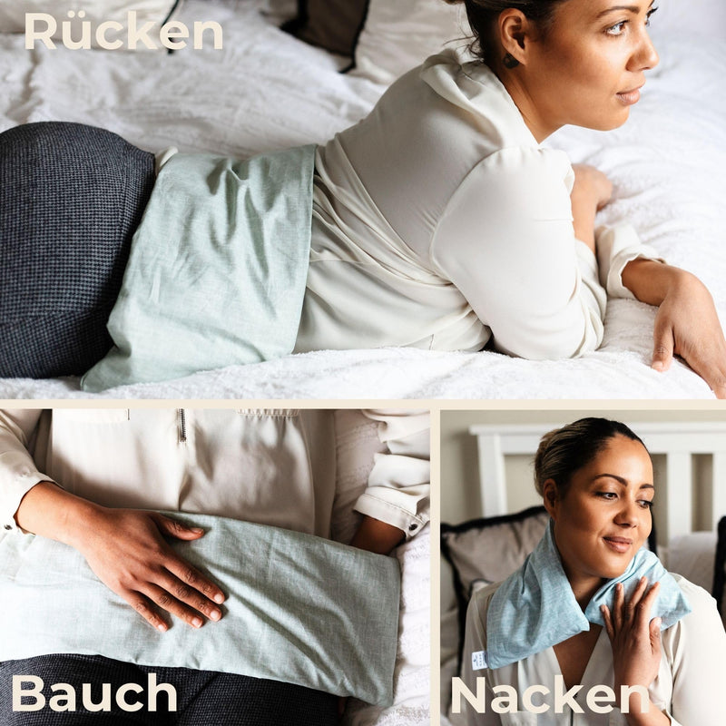 [Australia] - Cherry stone pillow microwave XXL 60x20cm long: OEKO TEX, organic, non-toxic | Grain pillow LARGE (stomach, back, shoulder, neck) - grape seed pillow heat pillow gift (green) green 