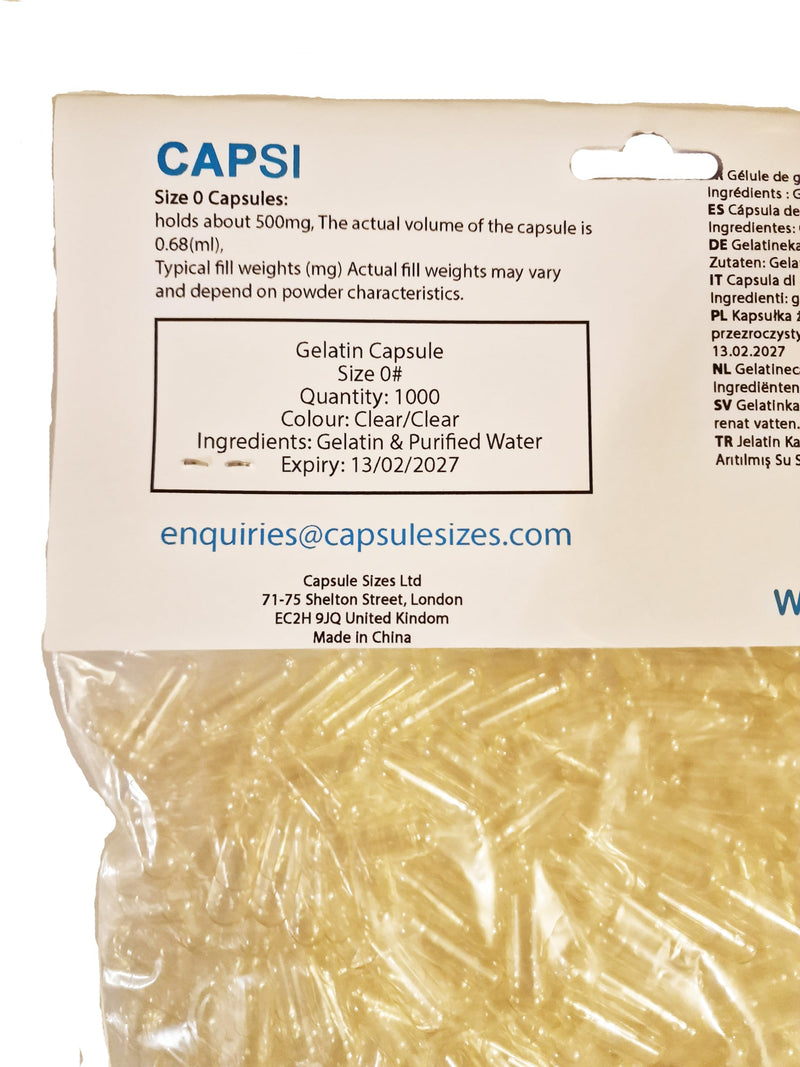 [Australia] - CAPSI Empty Gelatin Capsules Size 0 X 1000 