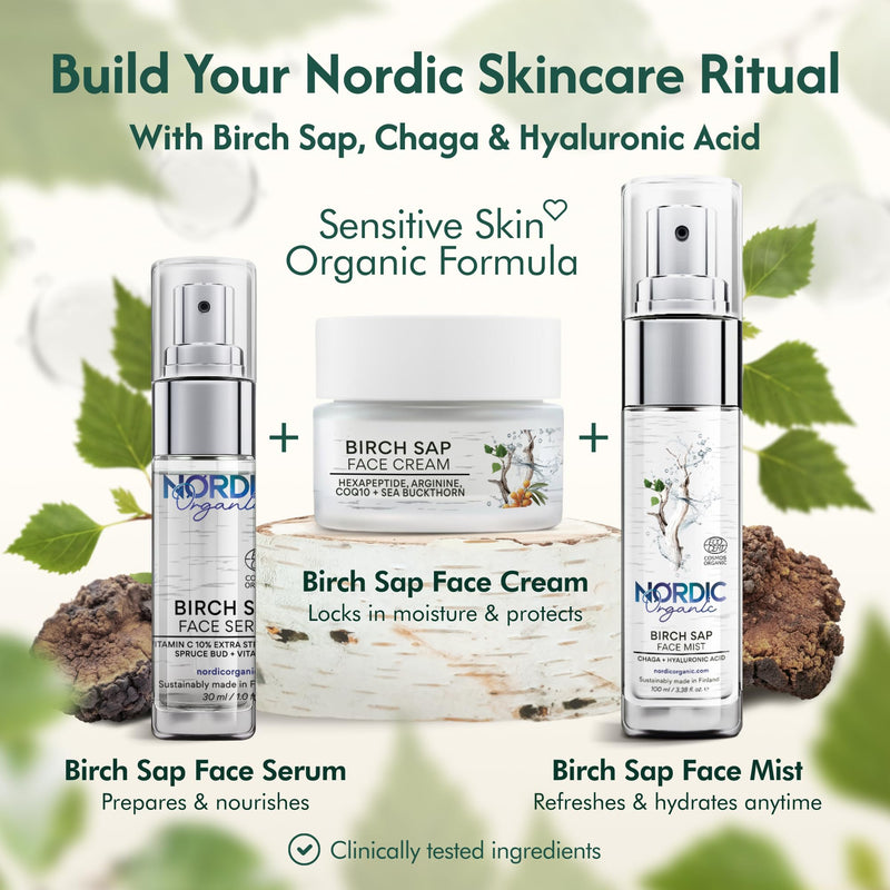 Vitamin C Serum 10% – COSMOS Certified Organic Formula with Birch Sap, Spruce Bud Extract & Vitamin E, Fragrance Free, Made in Finland 1.0 oz (30 ml)