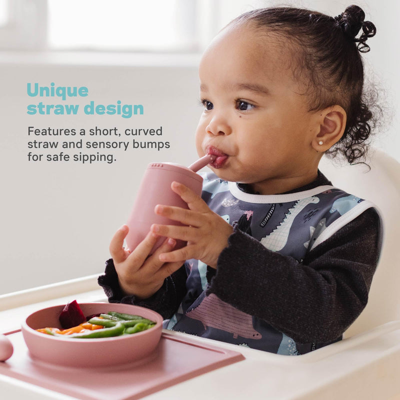 [Australia] - ezpz Mini Cup + Straw Training System - 9 Months+ (Gray) - 100% Silicone Training Cup for Infants + Toddlers - Designed by a Pediatric Feeding Specialist Gray 12 Months+ 