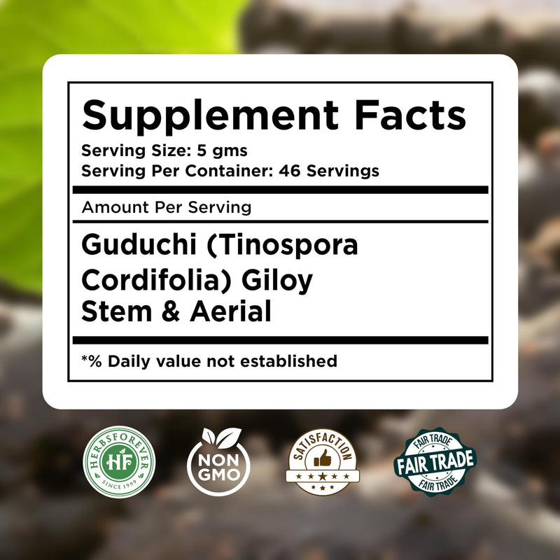 [Australia] - Guduchi Powder | Tinospora Cordifolia | Ayurvedic Herbal Supplement | Natural & Pure | Non-GMO, Vegan | 230 GMS | Traditional Herb for Everyday Wellness 