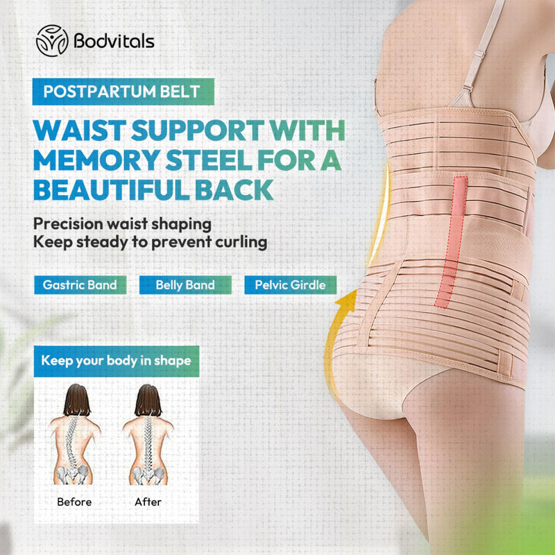 [Australia] - 3 in 1 Postpartum Belt After Delivery Support Recovery | Body Shaper Belt for Women for After Birth Postnatal C-section | Waist Pelvis Shapewear Wrap Postpartum Girdle (Beige, M) Beige 