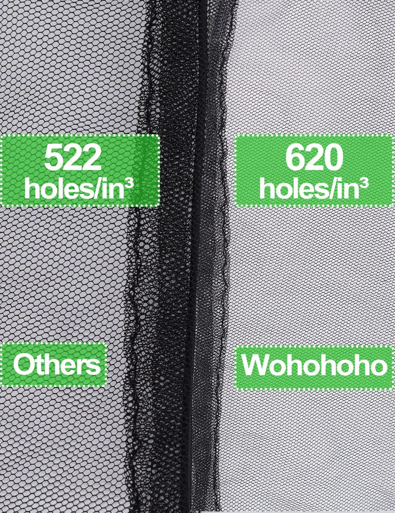 [Australia] - wohohoho Mosquito Head Net Mesh with drawstring, Bug Face Netting for Hats, Mesh Face Shield for Men & Women Beekeeper Net Mask Protection for Midges, Bugs & Gnats (2 Packs, Black, Updated Big Net) 2pcs 