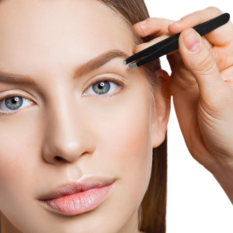 24PCS Slanted Lash Tweezer for Women Men, Eyebrow Tweezers Stainless Steel Slant Tip Tweezers for Ingrown Hair Removal Eyelash Extension Plucking Blackhead 24