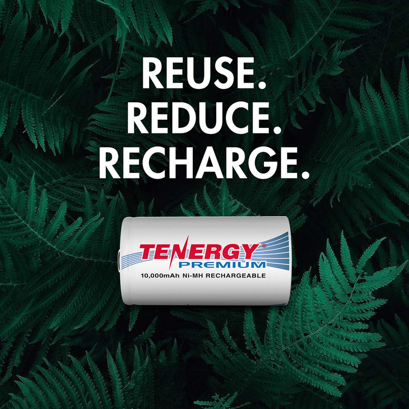 [Australia] - Tenergy Combo: 4 pcs Premium D Size Rechargeable Batteries High Capacity 10000mAh NiMH - UL Certified 4 Count (Pack of 1) 