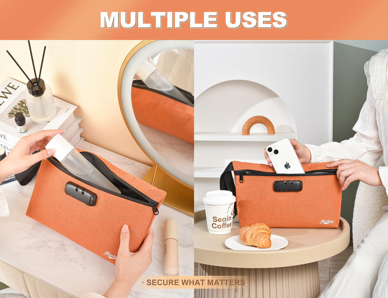 Storage Bag with Combination Lock Large Cosmetic Organizer Container Medicine Lock Case with Accessories