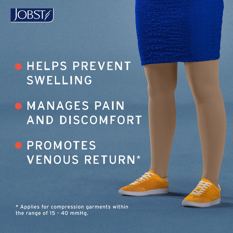 JOBST Relief 15-20mmHg Compression Stockings Knee High, Closed Toe, Beige, X-Large Full Calf X-Large Full Calf (1 Pair)