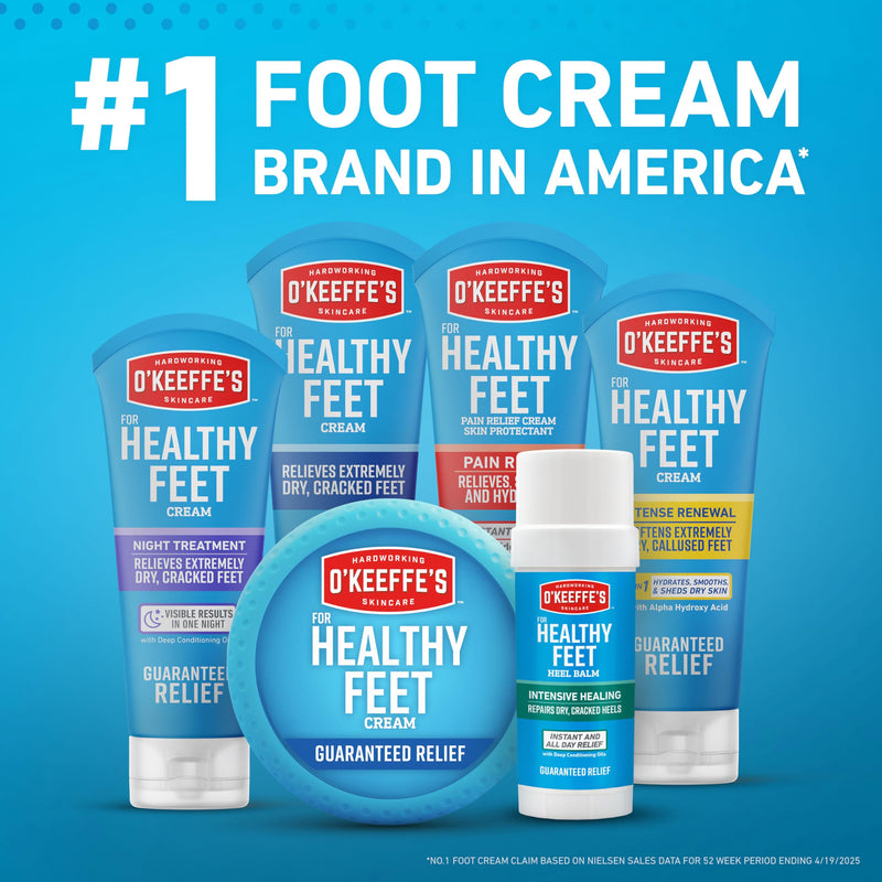 O'Keeffe's for Healthy Feet Foot Cream, 6.4 oz Jar, 2-Pack, Non-Greasy | Repairs Extremely Cracked, Dry Feet, Hypoallergenic, Unscented, Instantly Boosts and Retains Moisture Levels 6.4 Ounce (Pack of 2)