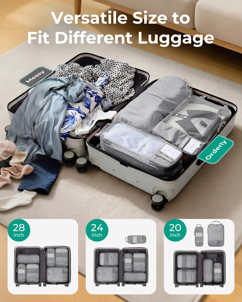 BAGSMART Compression Packing Cubes for Travel Essentials | 14 Set /6 Set /4 Set/2 Set, Lightweight, Durable Storm Front Grey Set of 6