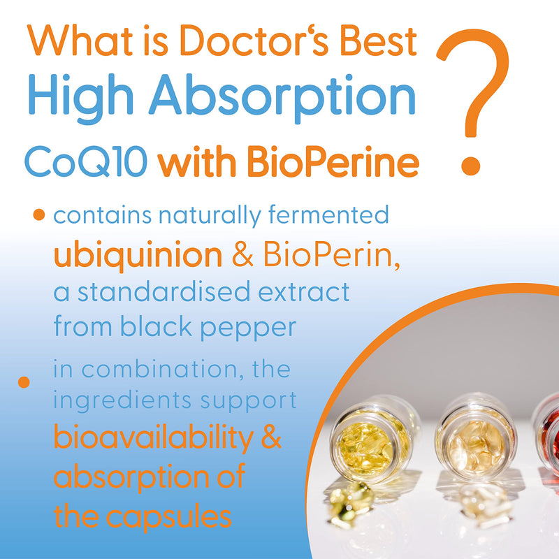Doctor's Best, High Absorption CoQ10 with BioPerine, 100 mg, 120 Soft Capsules, Vegetable, Coenzyme Q10, Gluten Free, Non-GMO 120 Capsules