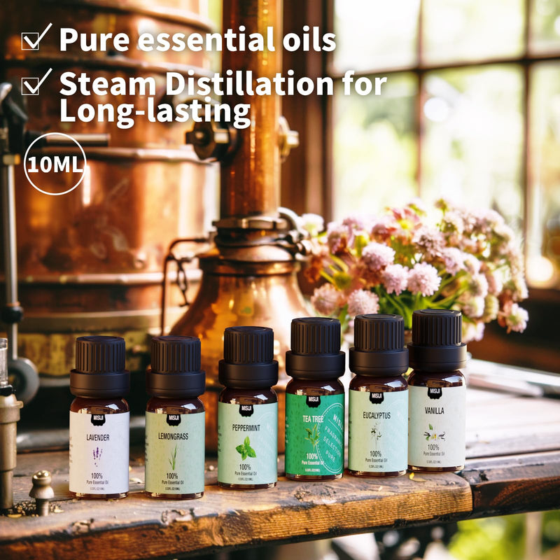 [Australia] - Essential Oils Set Top 6 Aromatherapy-Essential Oils for Diffuser for Home,Air Freshening Diffuser Oils Scents for aromatherapy,Laundry,Candle&Soap Making,Humidifiers 6 X 10ML Pure Bliss 
