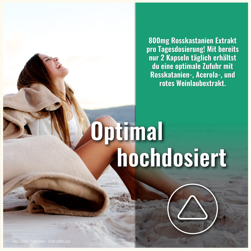 [Australia] - Horse chestnut capsules - 800mg pure extract with grape leaves and acerola vitamin C - horse chestnut extract capsules high dosage - made from horse chestnut 