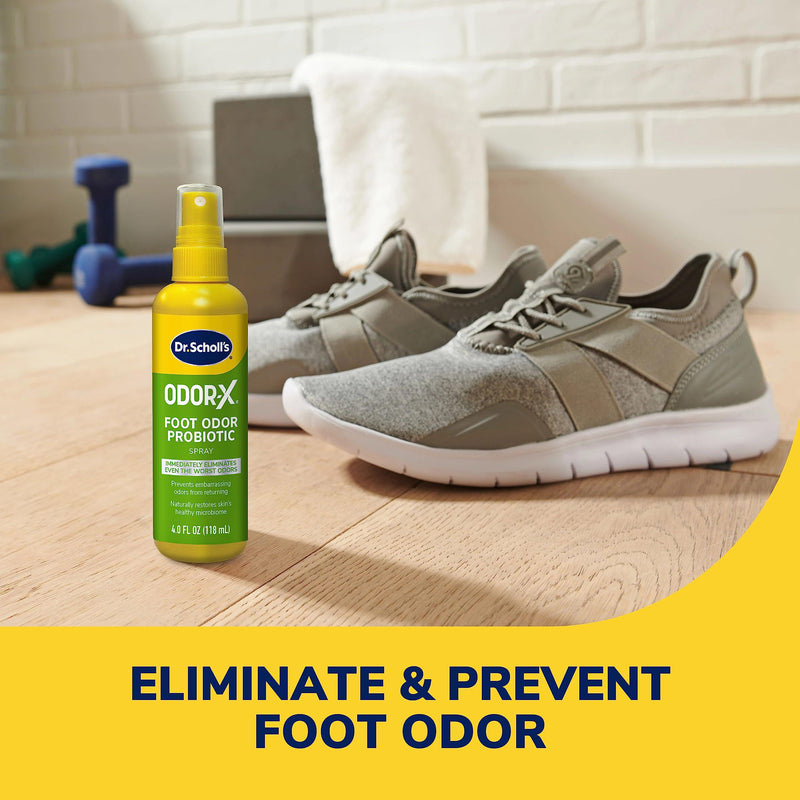 Dr. Scholl's ODOR-X FOOT ODOR PROBIOTIC SPRAY, 4 oz // Immediately Eliminates The Worst Odors & ULTRA-SWEAT ABSORBING FOOT POWDER, 7 oz // Maximum Sweat Absorption
