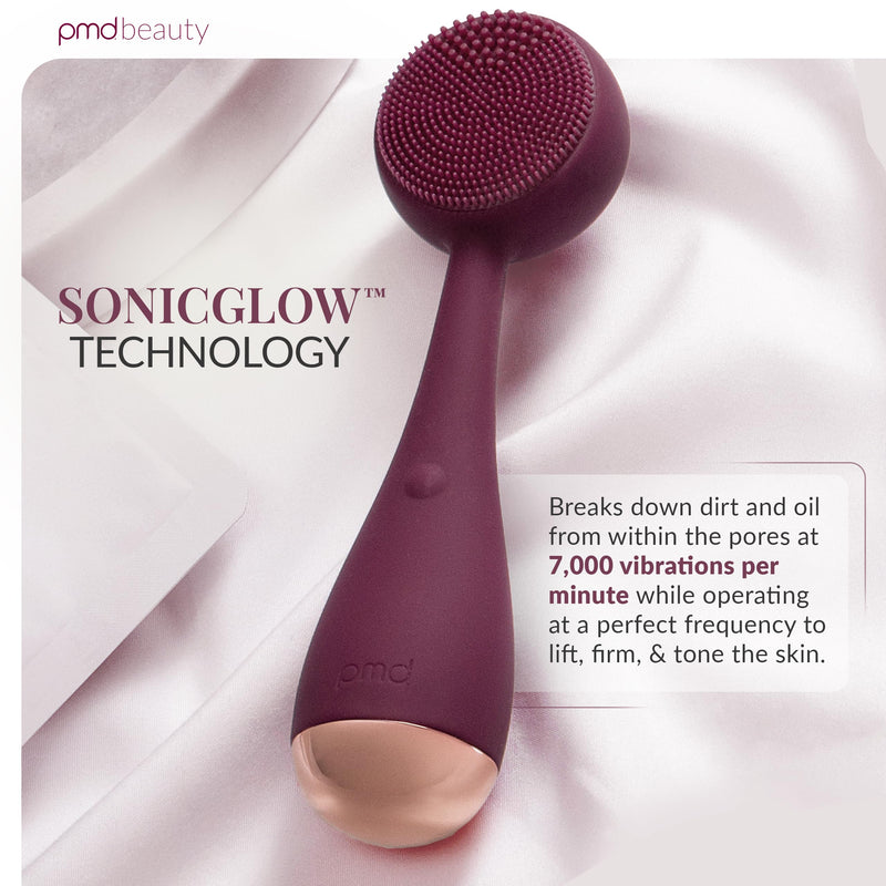 PMD Clean - Smart Facial Cleansing Device with Silicone Brush & Anti-Aging Massager Berry