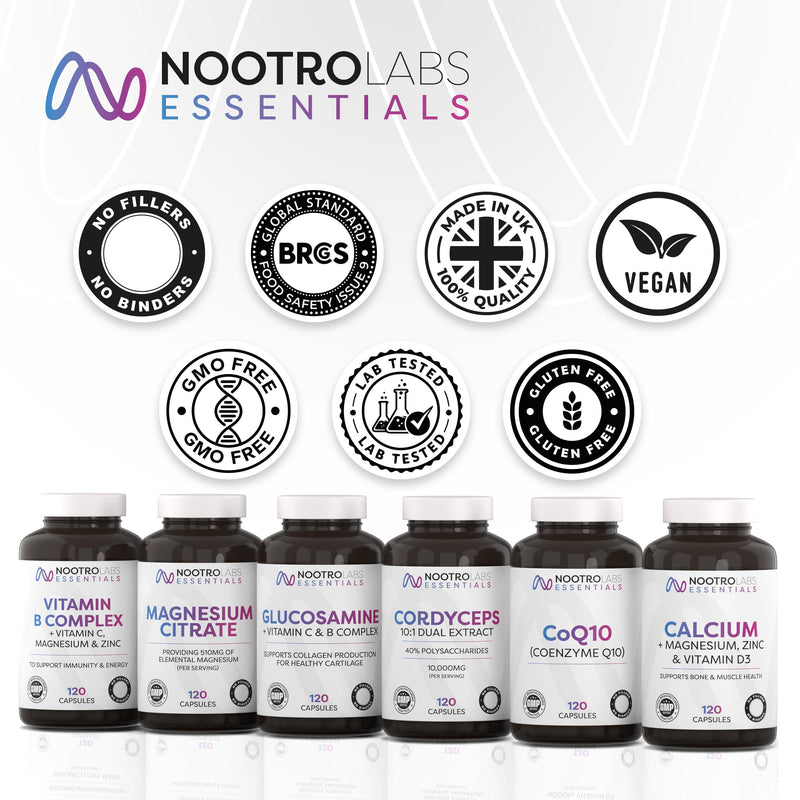 Nootro Essentials Glucosamine and Chondroitin High Strength Supplement, Daily Supplement with Chondroitin, Vitamin C & Vitamin B Complex for Joint Care (60 Servings, 2 Month Supply)