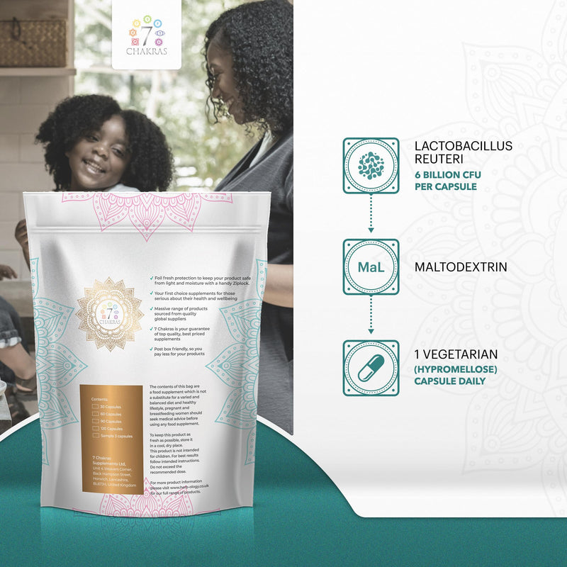7C Lactobacillus Reuteri | 30 High Strength L Reuteri Capsules - 6B CFU L-Reuteri Probiotic per Serving | Probiotic Lactobacillus Supplement | Non-GMO, Gluten & Allergen Free | Made in The UK 30 count (Pack of 1)