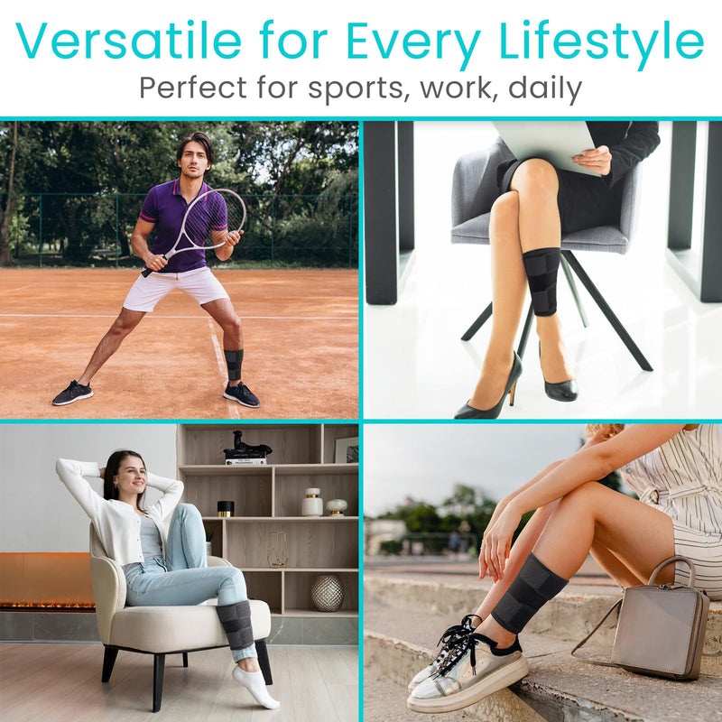 [Australia] - Vive Shin Splint Compression Wrap (Pair) - Adjustable Brace for Pain Relief, Support and Recovery - Lower Calf Compression Sleeve - For Medial Tibial Stress Syndrome and Anterior Shin Splints (Black) Black 