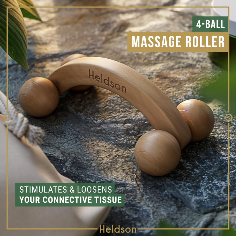 [Australia] - HELDSON® Wooden Therapy Massage Tools [6 Pieces] - Wood Rollers for Body Sculpting - Lymphatic Drainage Massager - Cellulite Tool - Maderoterapia Kit - Back Rolling Stick - Wellness Gifts Women, Men 