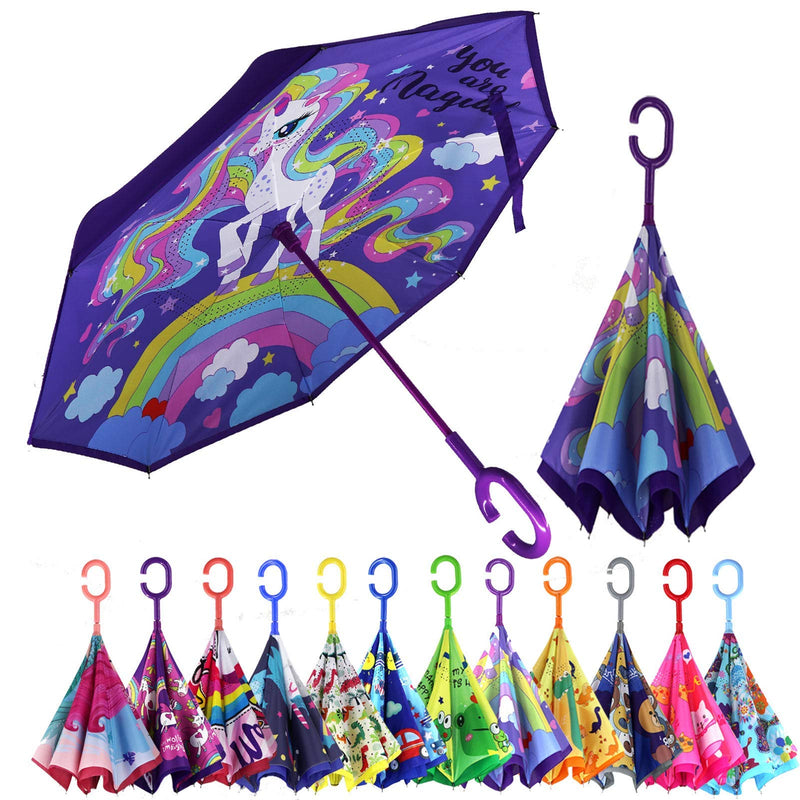 MRTLLOA Inverted Umbrella, Reverse Umbrella, Umbrella with C-Shaped Handle for women and kids boys and girls.