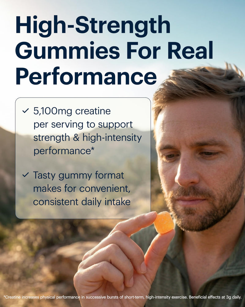 Prime Creatine Gummies - 1700mg per Gummy, High Strength Creatine Monohydrate - Sugar Free Vegan Supplement with 5,100mg Total Active Ingredients per 3-Gummy Serving - Peach Punch, 90 Gummies