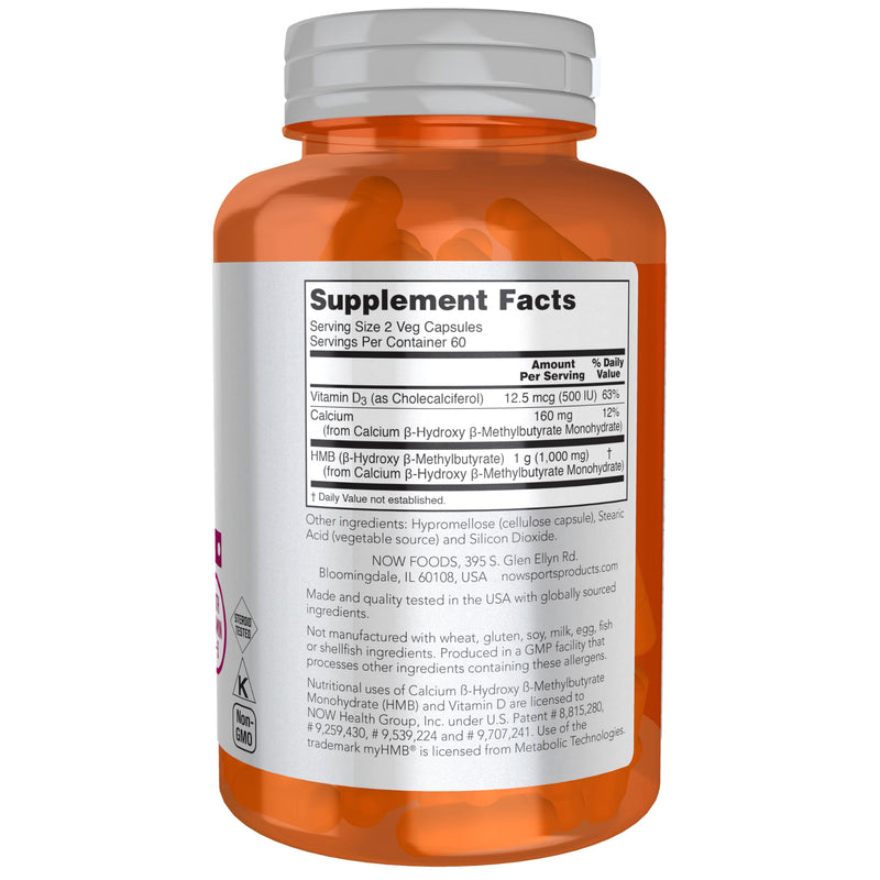 [Australia] - NOW Sports Nutrition, HMB (β-Hydroxy β-Methylbutyrate) 500 mg, Sports Recovery*, 120 Veg Capsules 120 Count (Pack of 1) 