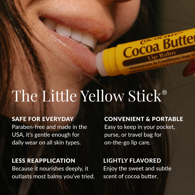 Cococare Cocoa Butter Lip Balm – Cocoa Butter, Vitamin E & Aloe Vera - Paraben-Free Daily Lip Moisturizer, Lip Color Primer, Cold Weather & After Sun Care - 0.15 oz, 5 Pack