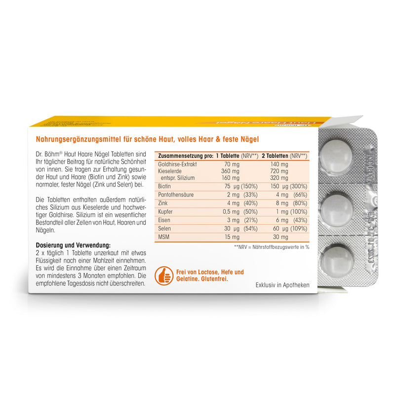 [Australia] - Dr. Böhm Skin Hair Nails: Vitamins & Nutrients for Skin, Hair & Nails, with Silicon from Golden Millet & Silica, Selenium, Biotin, Zinc, 180 Tablets 180 Pieces (Pack of 1) 