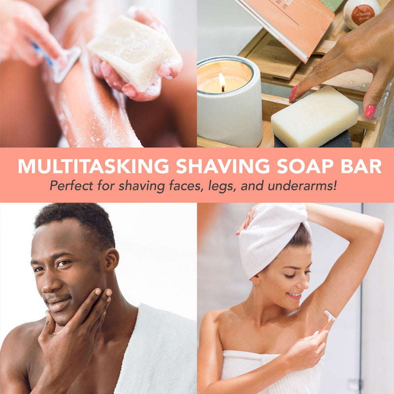 Bar Soap for Shaving - USA Made with Organic & Natural Ingredients, Shave Bar for Women, Vegan Soap with Shea Butter & Coconut Oil, Provides Rich Lather and Reduces Ingrown Hair & Razor Bumps 4 Ounce (Pack of 1)