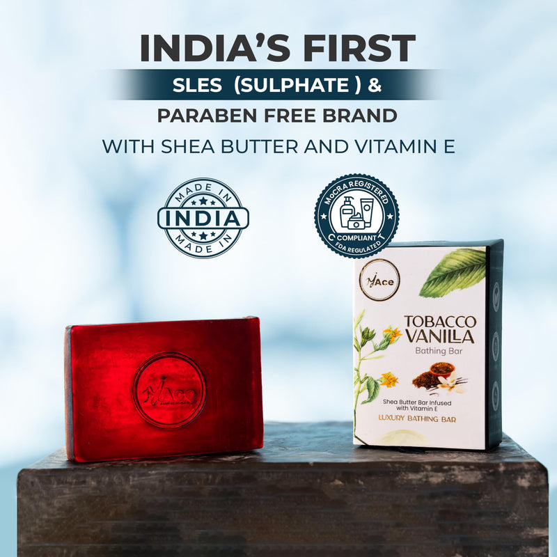 MY ACE Tobacco Vanilla Bathing Bar Soap for Men & Women - Handmade with Essential Oil, Coconut Oil, Shea Butter, Vitamin E for Skin Cleansing, Moisturizing - SLES Free for Face, Hair, Body Wash -3.5Oz 3.52 Ounce (Pack of 1)