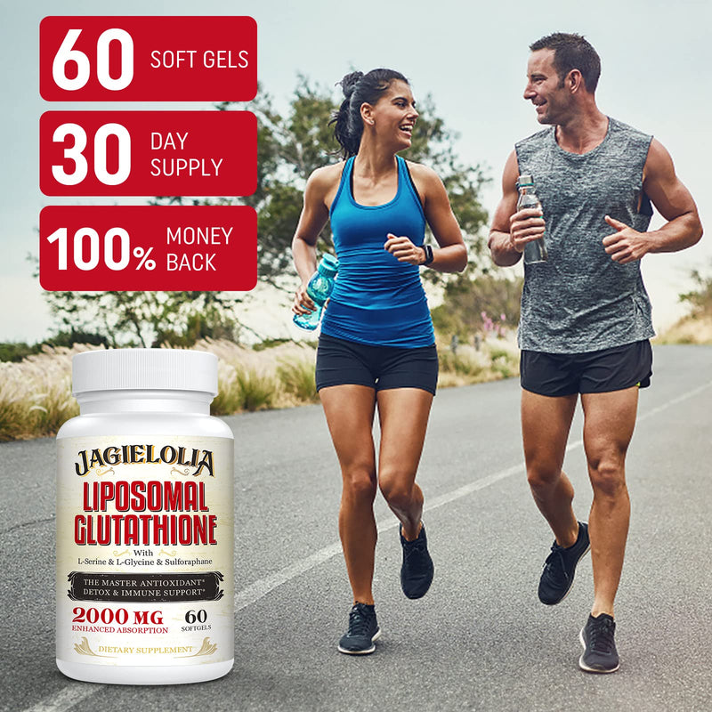 [Australia] - Liposomal Glutathione 2000 mg with L-Serine, L-Glycine & Sulforaphane – Active L-Glutathione Unique Formulation to Enhance Absorption - Master Antioxidant, Detoxifying & Immune | 60 Softgels 60 Count (Pack of 1) 
