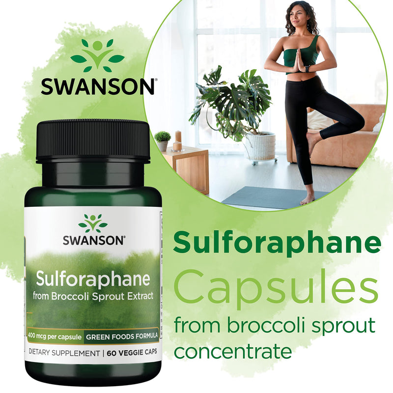 Swanson, Broccoli Sprout Extract, with Sulforaphane, 60 Vegan Capsules, high Strength, Vegetarian, Soy Free, Gluten Free, Non-GMO