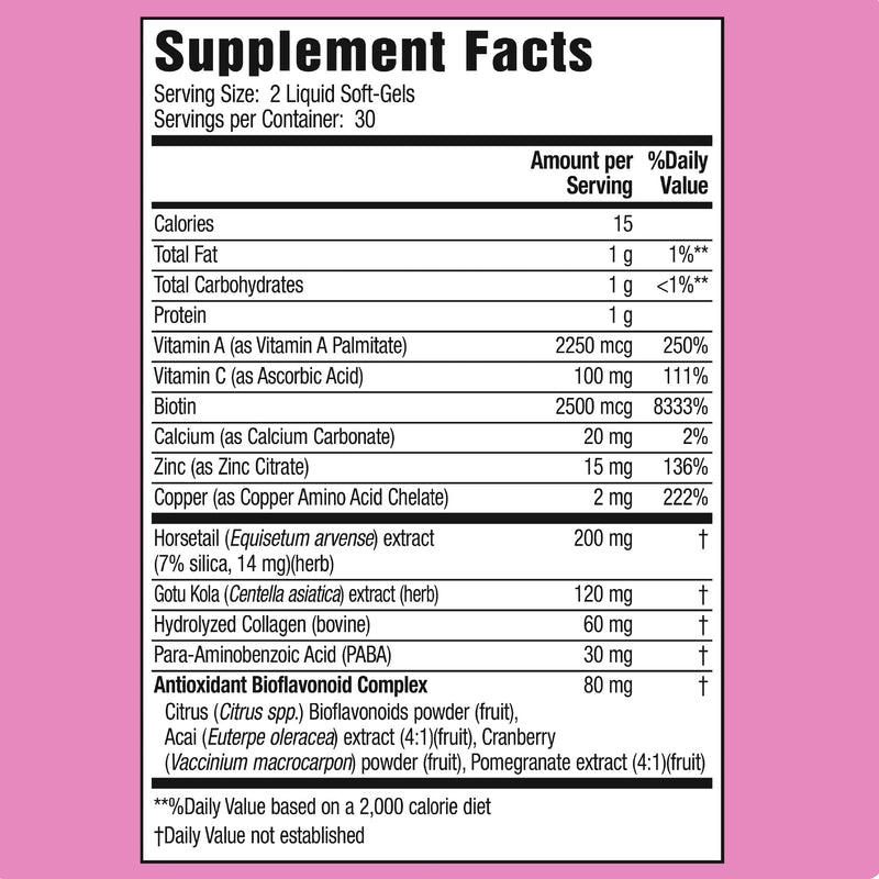 Applied Nutrition Longer Stronger Hair & Nails - 60 Liquid Soft-Gels, Pack of 2 - Biotin, Silica & Collagen - 60 Servings | Healthy Hair & Nails | Biotin + Silica + Gotu Kola | Beauty Nutrition Supplement | 2 X 60 Liquid Soft-Gels 60 Count (Pack of 2)