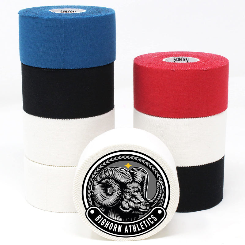 Bighorn Athletics Sports Tape & Medical Tape, Wrist Tape & Ankle Support Tape, EZ-Tear Zinc Oxide Infused Tape for Sensitive Skin, First-Aid Tape, 1.5-Inch x 45-Feet, 4 Rolls (Black, Blue, Red, White) Black, Blue, Red, White