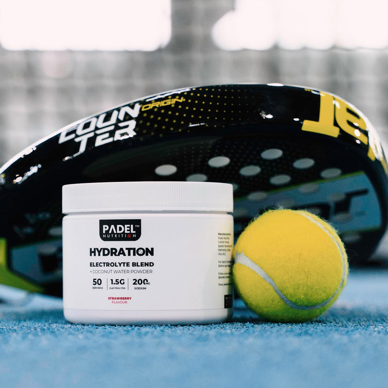Electrolyte Supplement for Padel Tennis - 50 Servings | Hydration Electrolyte Blend with Coconut Water | Rapid Rehydration, Cramp Prevention & Endurance Support by Padel Nutrition (Strawberry) Strawberry