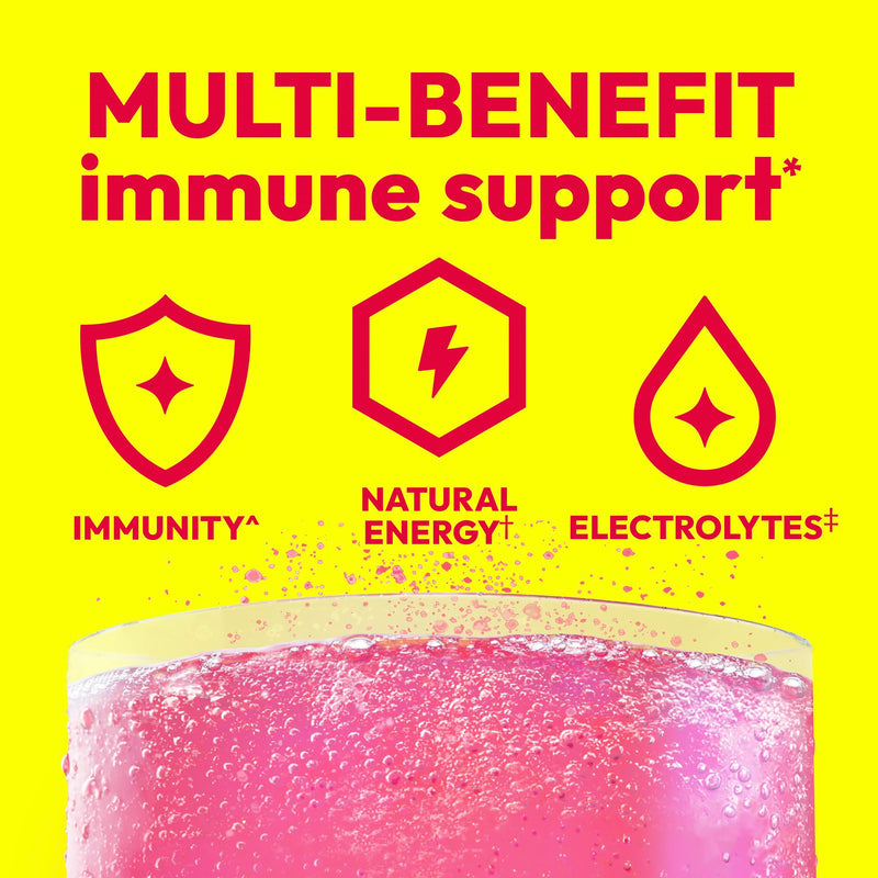 Emergen-C 1000mg Vitamin C Immune Support Powder, Pink Lemonade, 30 ct | B Vitamins for Energy, Zinc and Manganese, Vitamin D, Electrolytes, Natural Pink Lemonade Flavor 9.9 Ounce (Pack of 1)