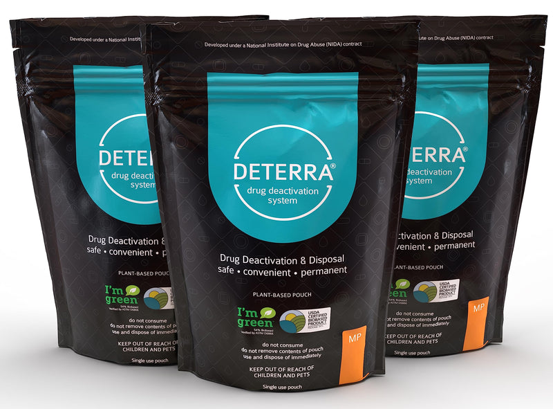 Deterra-MP - Drug Deactivation and Medication Disposal System - Safe Medication, Pill, and Liquid Destroyer - Plant-Based Medium Stand-Up Pouch (3-Pack) Medium Pouch 3-Pack