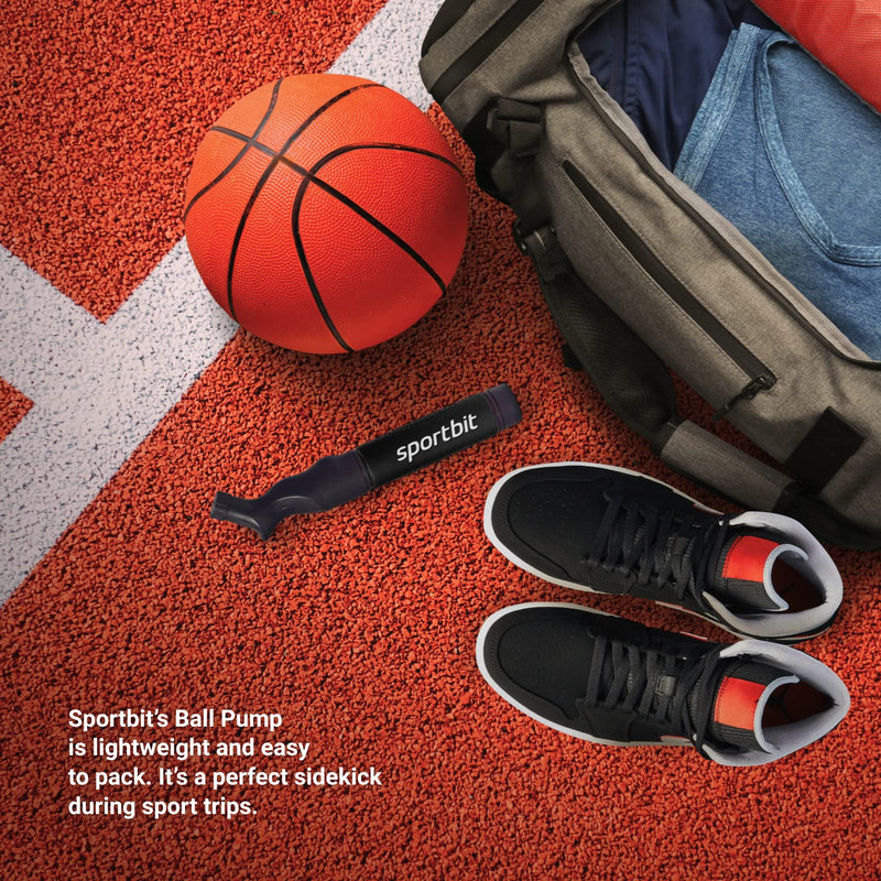 [Australia] - SPORTBIT Ball Pump with 5 Needles - Push & Pull Inflating System - Great for All Exercise Balls - Volleyball Pump, Basketball Inflator, Football & Soccer Ball Air Pump - Goes with Needles Set Black 