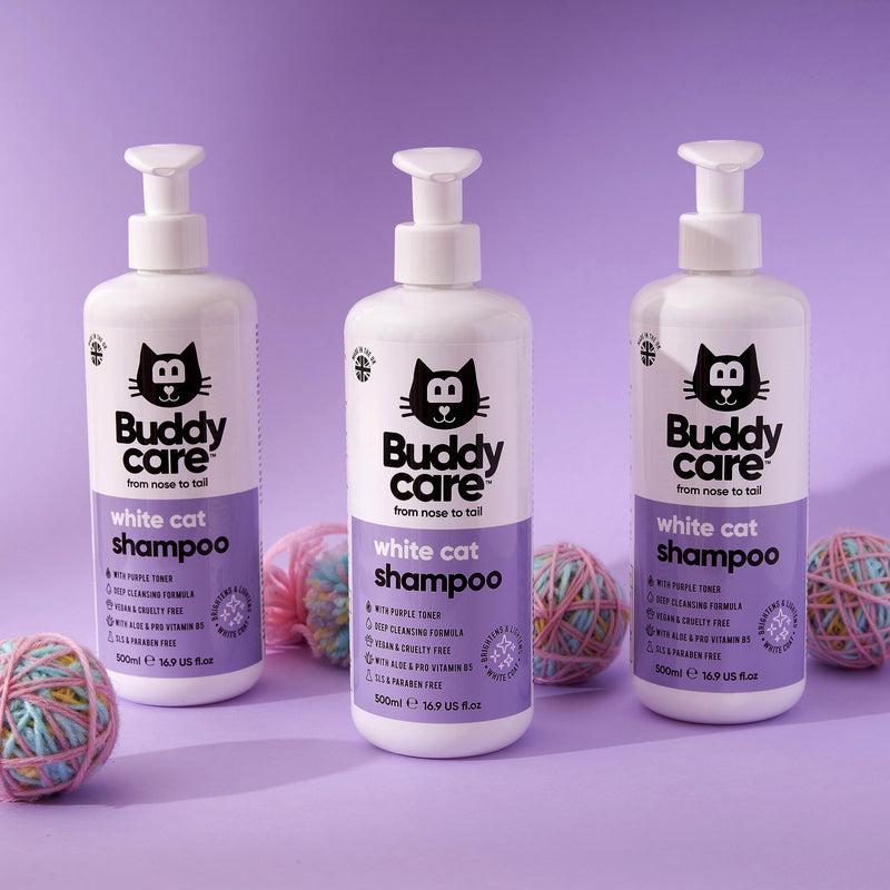 White Cat Shampoo by Buddycare - Brightening and Whitening Shampoo for Cats - Deep Cleansing, Fresh Scented - with Aloe Vera and Pro-Vitamin B5(16.90oz) - PawsPlanet Australia