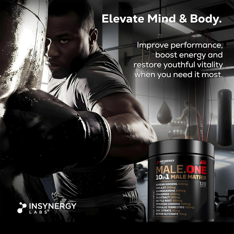 Male One 10 in 1 Male Matrix Supplement for Men, Ashwagandha, Maca, Fenugreek, Muscle Growth, Energy, Drive, Strength, Recovery (2 Month Supply)