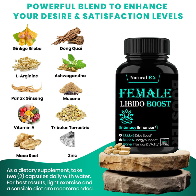 [Australia] - Fast Acting Female Libido Booster | Female Enhancement, Natural Lubrication, Long Lasting, Hormonal Balance | High Intimacy, Increases Drive and Mood with Maca Root, Ginseng, Tribulus, Gingko| 