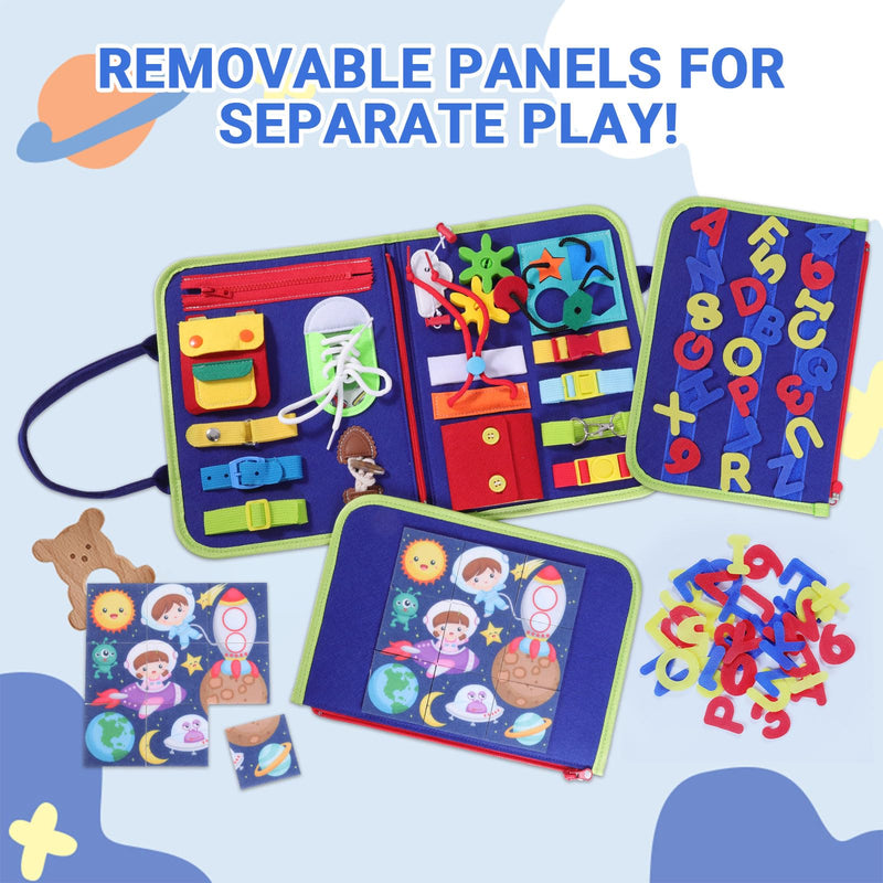 [Australia] - Fidget Blanket for Adults with Dementia ,Dementia Products for Elderly, Alzheimer's and Dementia Therapy Aid Busy Blanket, Anxiety Relief and Sensory Stimulation, Three-page with Alphabet stickers 